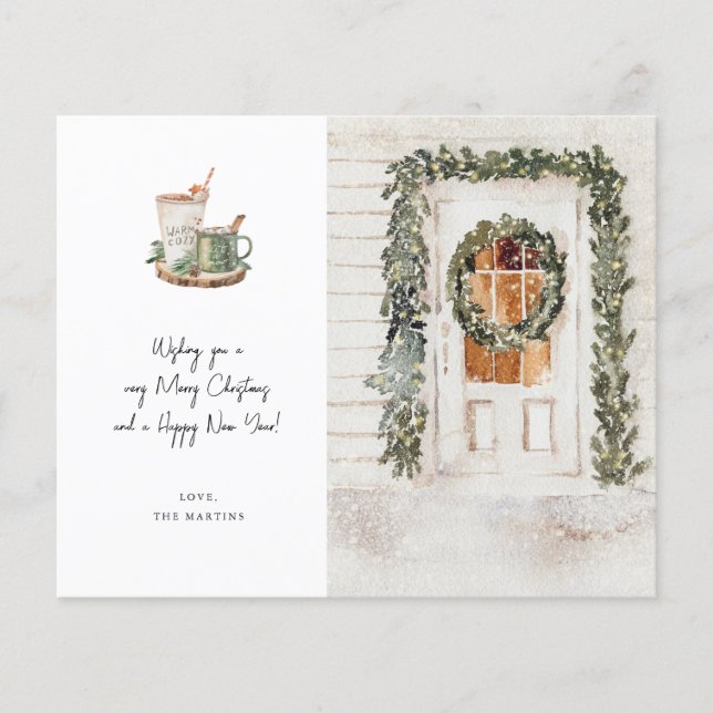 Budget Cozy Holiday Door, Hot Drink & Photo Flyer (Front)