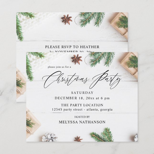 Budget Cozy Rustic Pine Leaves Christmas (Front/Back)