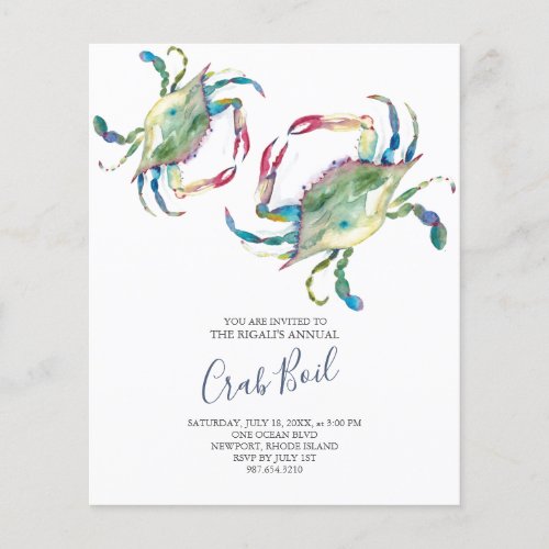 Budget Crab Boil Summer Party Invitation Flyer