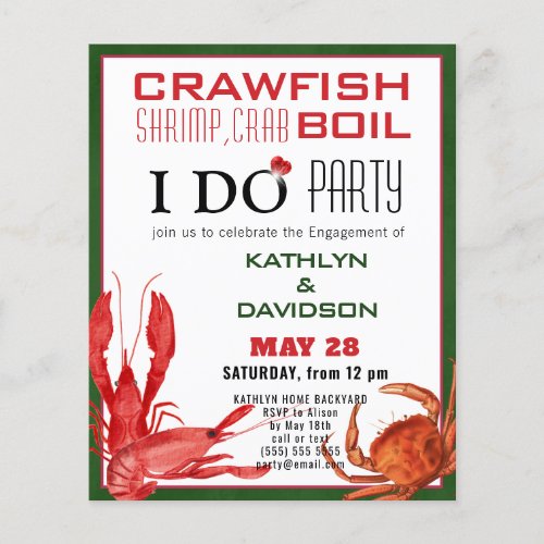 BUDGET Crawfish Boil Engagement 4 Photo Invitation Flyer