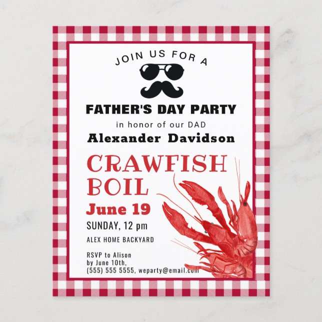 BUDGET Crawfish Boil Father's Day Party Invitation (Front)