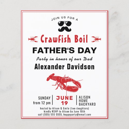 BUDGET Crawfish Boil Fathers Day Photo Invitation