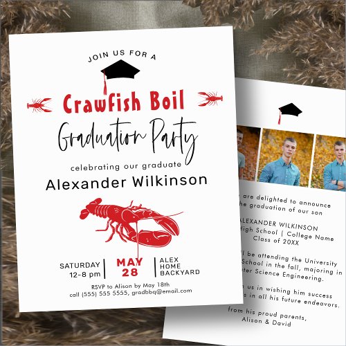 BUDGET Crawfish Boil Graduation BBQ Invitation Fly Flyer