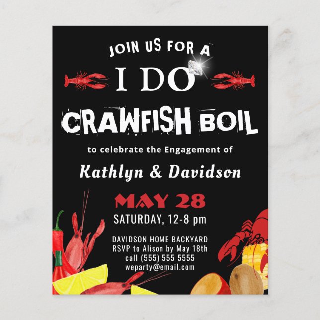 BUDGET Crawfish Boil I DO Engagement Invitation (Front)