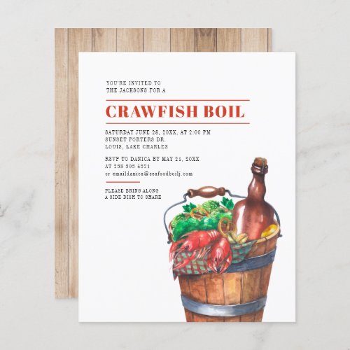 Budget Crawfish Boil Summer Party Invitation
