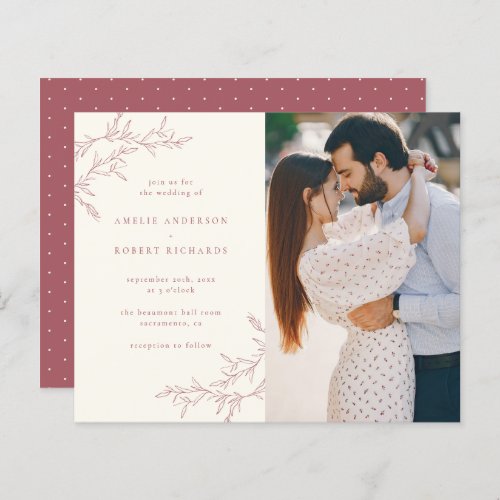 Budget Cream  Muted Red Foliage Photo Wedding