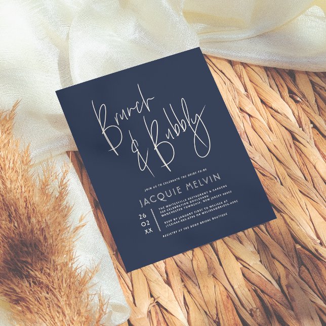 Budget Cream & Navy Blue Bridal Brunch & Bubbly (Creator Uploaded)