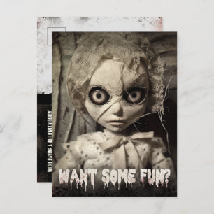 Budget Creepy Sack Doll Adult Halloween Invitation