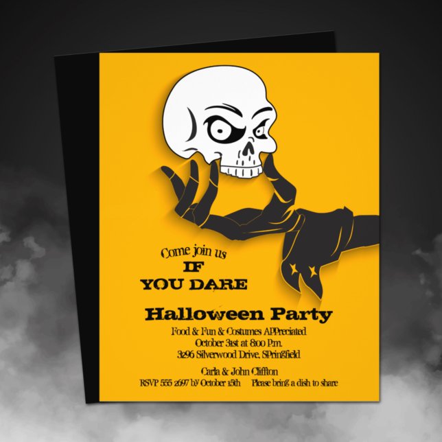 Budget Creepy Skull Halloween Invitation Flyer (Printed on affordable THIN 80 lb flyer paper - heavier paper available in our collection.)