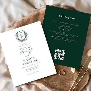 Budget Crest Monogram Wedding QR Code Invitation Flyer