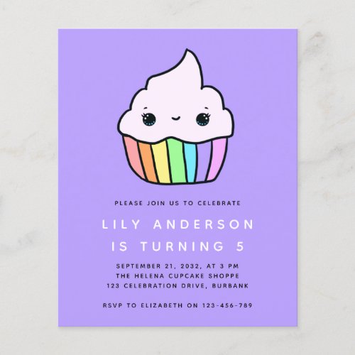 Budget Cupcake Kids Birthday Party Invitation