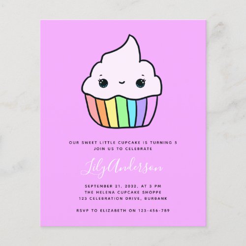 Budget Cupcake Kids Birthday Party Invitation