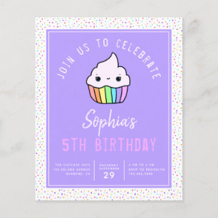 Budget Cupcake Kid's Birthday Party Invitation