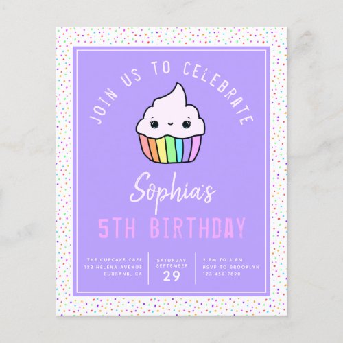 Budget Cupcake Kids Birthday Party Invitation