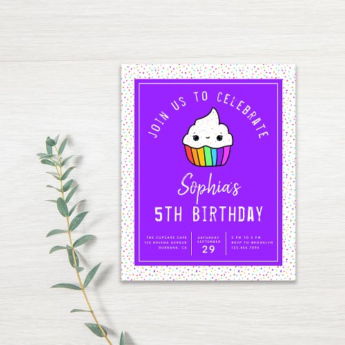 Budget Cupcake Kids Birthday Party Invitation