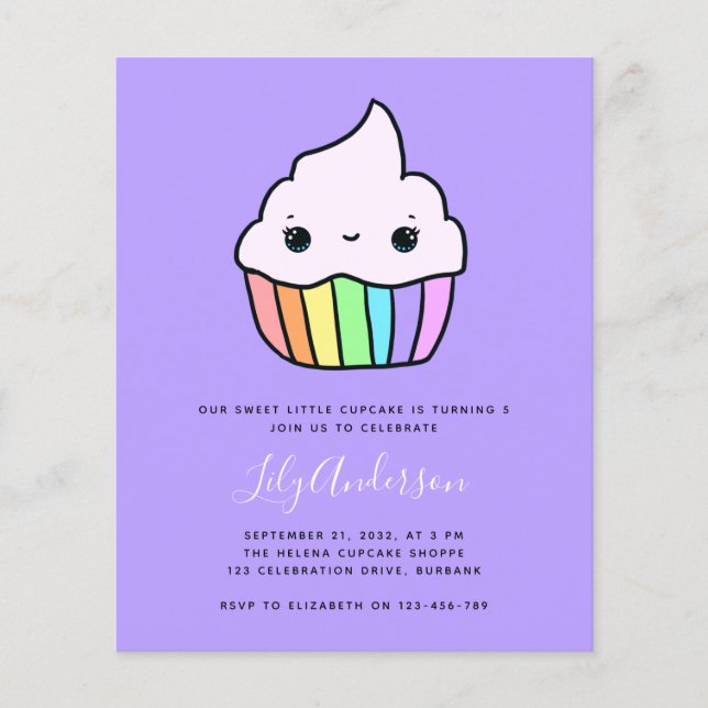 Budget Cupcake Kid's Birthday Party Invitation (Front)