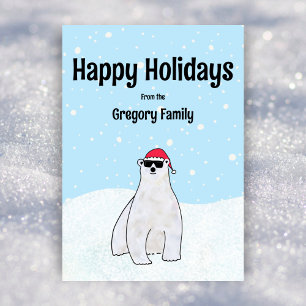 Budget Custom Cute Cool Polar Bear Cartoon Holiday Card