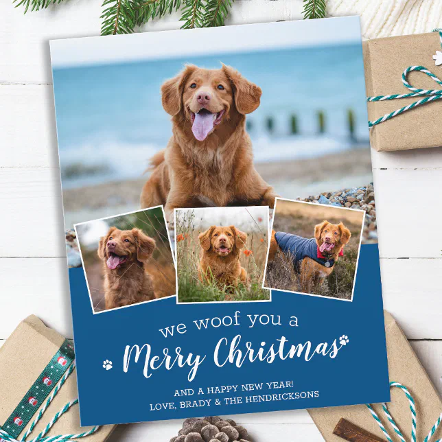 Budget Custom Pet Photo Dog Merry Christmas Card | Zazzle