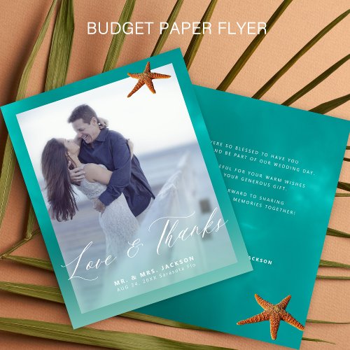 Budget custom photo beach wedding thank you flyer