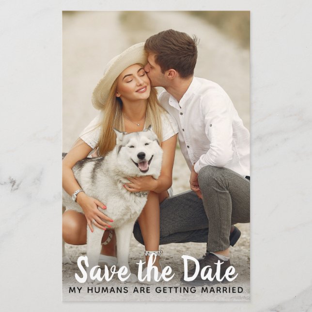 Budget Custom Photo Wedding Dog Save The Date Card (Front)