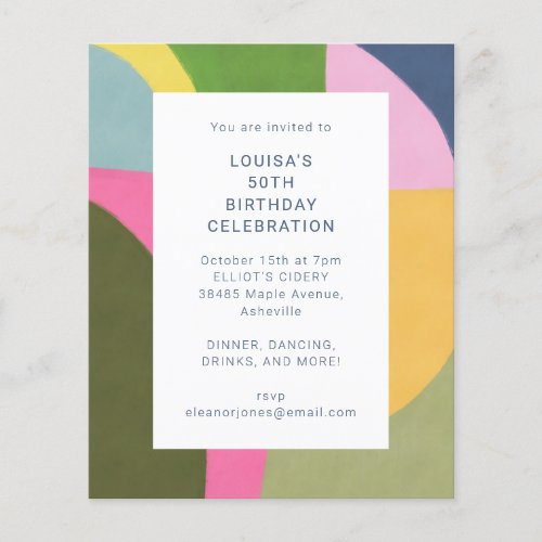 Budget Cute Abstract Art Modern Birthday Invite