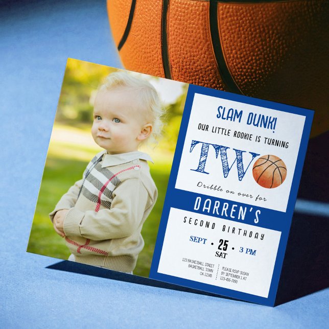 Budget Cute Basketball Photo Boy 2nd Birthday (Creator Uploaded)
