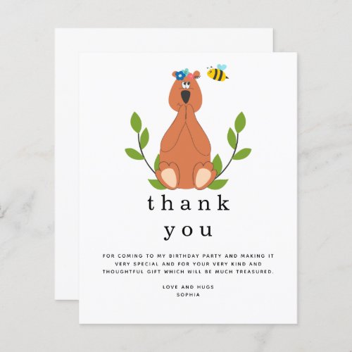 Budget Cute Bear Bee Kids Birthday Thank you