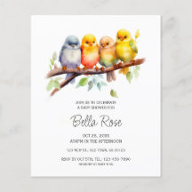 Budget Cute Bird Baby Shower Invites