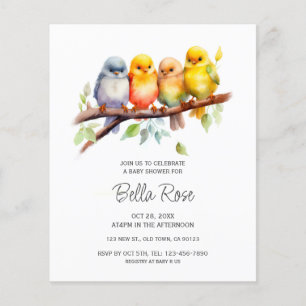 Budget Cute Bird Baby Shower Invites