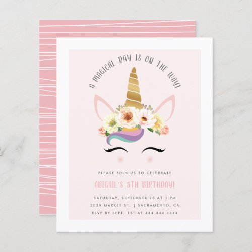 Budget Cute Blush Magical Unicorn Birthday Party