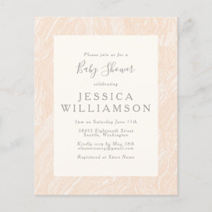 Budget Cute Boho Peach Blush Marble Baby Shower