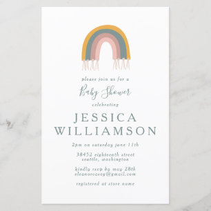 Budget Cute Boho Rainbow Simple Baby Shower Invite