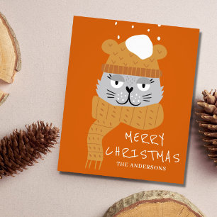 Budget Cute Cat Burnt Orange Christmas Card Flyer