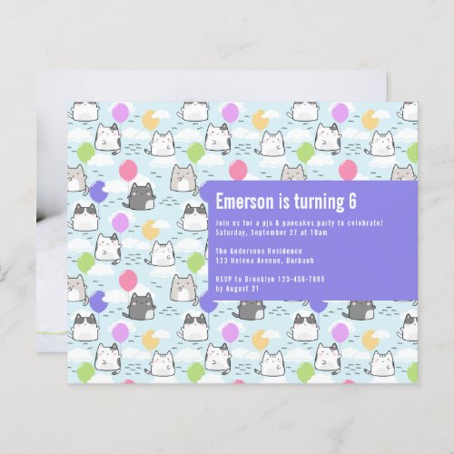 BUDGET Cute Cats Birthday Party Invitation