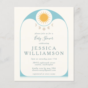 Budget Cute Celestial Star Moon Blue Baby Shower