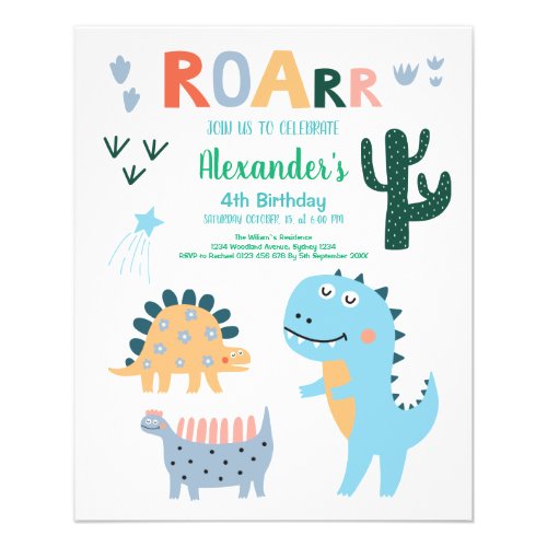 Budget Cute Dinosaur Theme Birthday Party  Flyer
