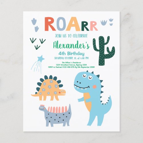 Budget Cute Dinosaur Theme Birthday Party  Flyer