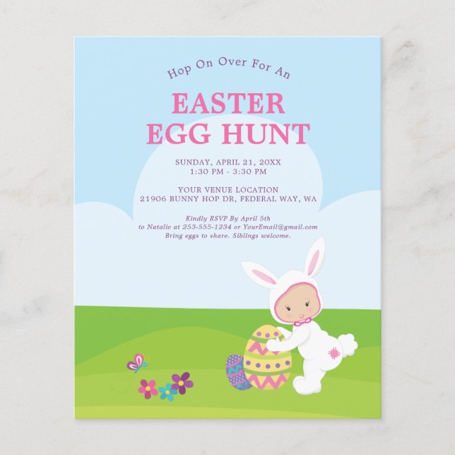 Budget Cute Easter Bunny Egg Hunt Party Invitation (Front)