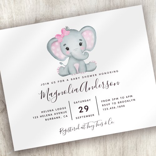 Budget Cute Elephant Baby Shower Invitation