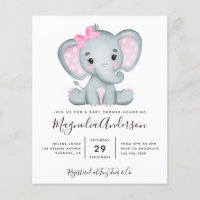 Budget Cute Elephant Baby Shower Invitation