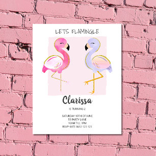 BUDGET Cute Flamingo Pink Girly Invitation