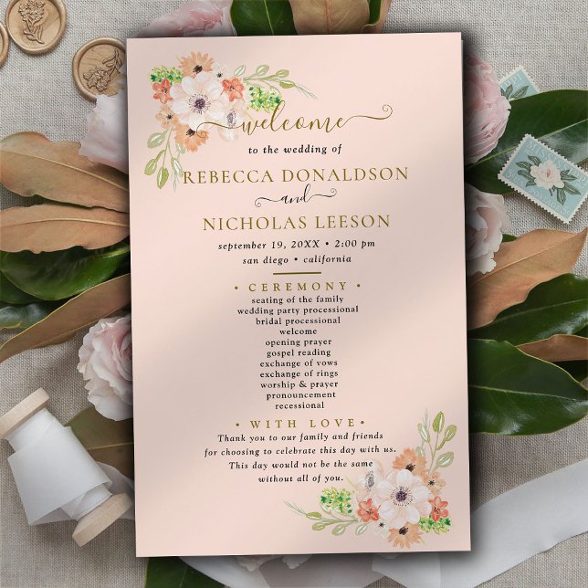 Budget Cute Flowers Botanical Wedding Program (Creator Uploaded)