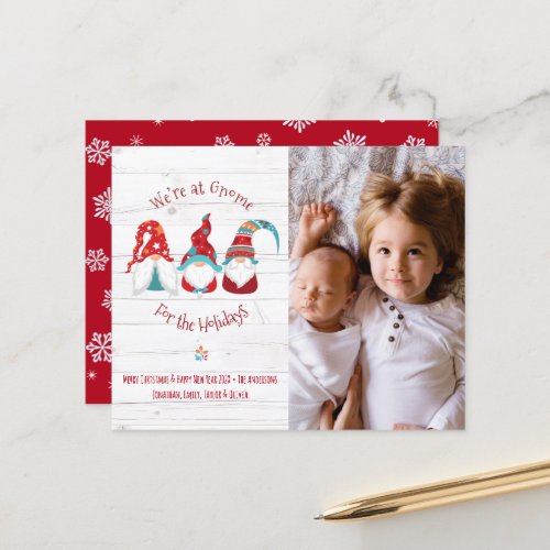 Budget Cute Gnome for Holidays Rustic Photo Card