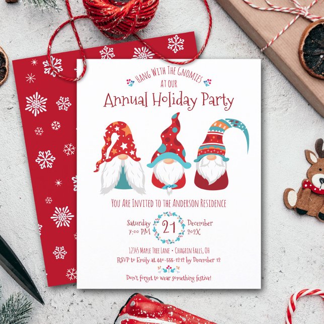 Budget Cute Gnomes Christmas Holiday Party Invite (Creator Uploaded)