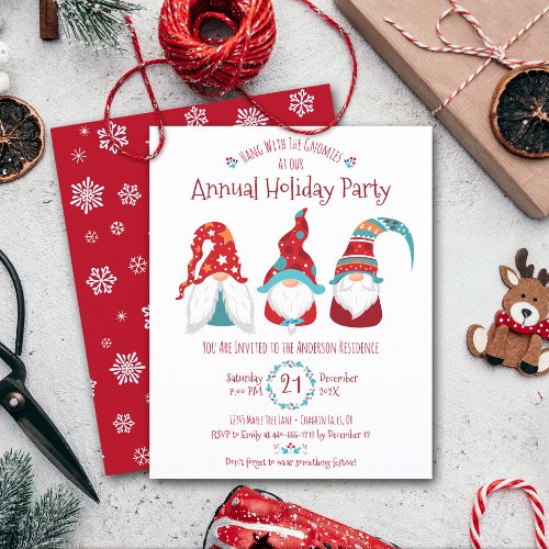 Budget Cute Gnomes Christmas Holiday Party Invite