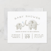 Budget Cute Gray Watercolor Elephant Baby Shower