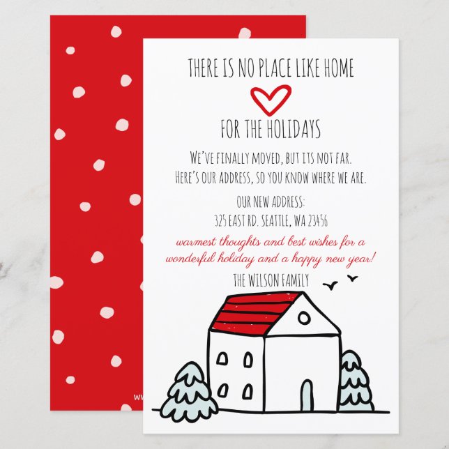 Budget Cute House We've Moved Holiday Card (Front/Back)