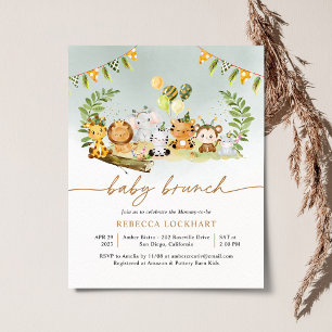 Budget Cute Jungle Boy Baby Brunch Invitation