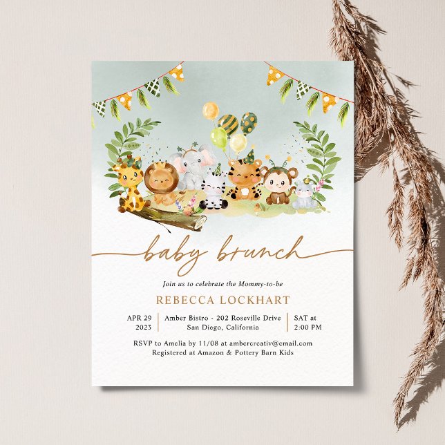 Budget Cute Jungle Boy Baby Brunch Invitation  (Creator Uploaded)
