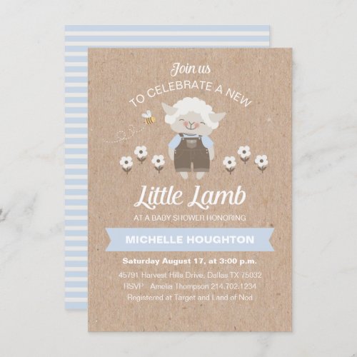 Budget Cute Lamb Baby Boy Shower Invitation